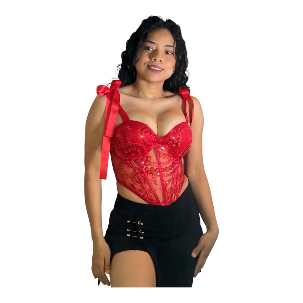 Red Lace Corset Top